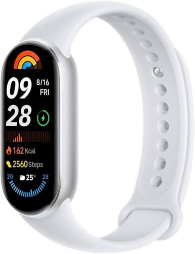 Xiaomi Smart Band 9 - Braccialetto di attività, autonomia fino a 21 giorni, display AMOLED con frequenza di aggiornamento di 60 Hz, sensore di frequenza cardiaca, argento
