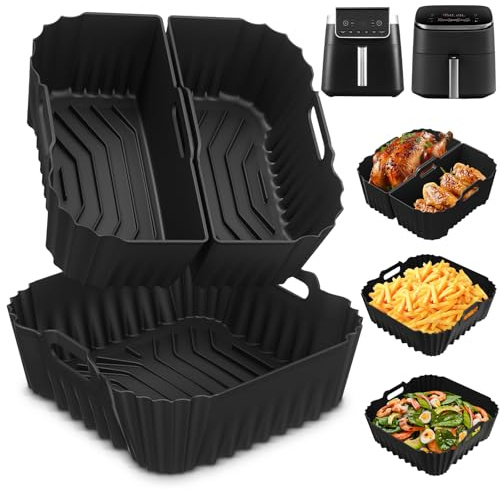 Suyoo Silicone Mould for Hot Air Fryer, Hot Air Fryer Accessories for Philips 6.2 L NA230, Ninja AF180EU Max Pro 6.2 L, Cosori TurboBlaze 5.5 L/6.0 L/6.2 L (2 Pieces)