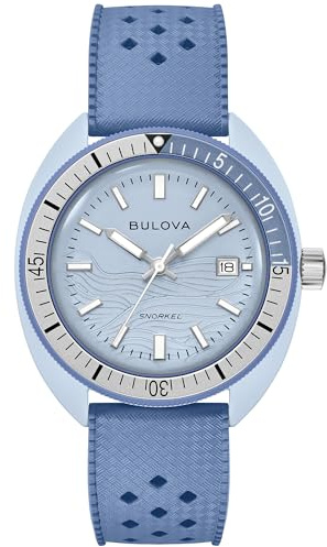Bulova Herren Analog Japanisches Quarzwerk Uhr mit Perforiertes Gummiband Armband 98B461