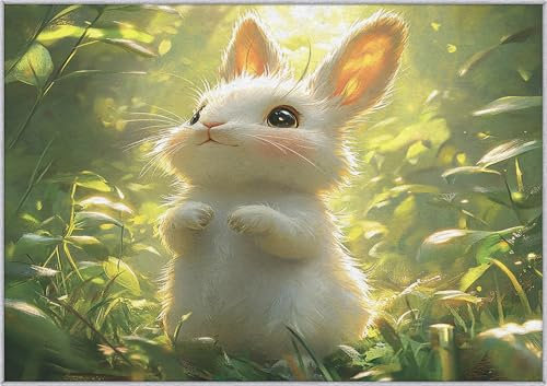 TANTANICAL Kaninchen Teppich Wohnzimmer, 160x230, Niedlich Tier Motiv Design Schlafzimmer Zimmer Deko Teppich, Waschbar, rutschfest, Kurzflor, Weich (M567)