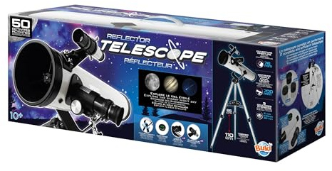 Telescope 50 activities – Reflector telescope for children 76 mm metal – 3 interchangeable eyepieces – Adjustable aluminium tripod – 50 activities over air, planets and moon – from 8 years