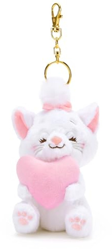 Disney Store Official, Les Aristochats, Petite Peluche Porte-clés Marie avec Coeur, 13 cm, Chat Blanc, Accessoire pour Sac à Main et Sac à Dos, à partir de 3 Ans