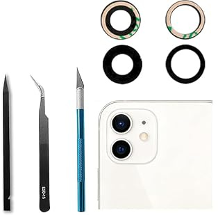 2 Stück Ersatz‑Rückkamera‑Glaslinse für iPhone 12, Reparaturset | Passgenaue Ersatz‑Glaslinse für die Rückkamera, zum Austausch beschädigter Objektivgläser, inklusive praktischem Werkzeugset.