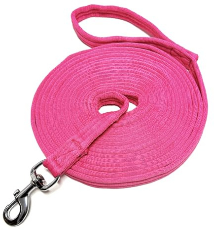 JA Horse JA4012 Laisse de longe avec mousqueton et dragonne Rose 8 m | Longe pour cheval - Laisse d'équitation - Extra douce - Mousqueton - Nylon antidérapant - Avec sac - Équitation