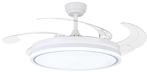 BEL AIR HOME - Ventilador de Techo ASGARD - Motor DC Silencioso - Aspas Desplegables 108CM - Luz LED 36W 3 Temperaturas - Mando a Distancia - Modo Invierno - Blanco (XL BLANCO)