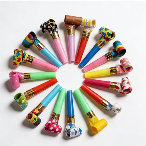 20Pcs Party Blowers,Colourful Whistles Birthday Party Supplies Celebrations | Party Blow Roll Bags Fillers Noise Maker,for Adults Guests Birthday New Year Christmas Celebrations Accessories Decorations