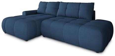 Masseno Ecksofa FLUMA CL L-S mit Schlaffunktion L-Form, Modern Sofa mit Bettkasten, Wohnzimmersofa, Couch, Soffa, Bettsofa, Couchgarnitur - Blau, Castel 79