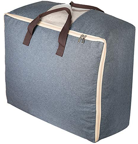Storage Bags with Zips, Qozary Duvet Storage Bag, Large Storage Bags for Clothes, Bedding, Quilt, Blankets, Moving, Made of Better, Comfortable and No-Smell Fabric, Laundry Bags 4 Colours (Grey, 105L)