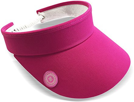 Surprizeshop Womens Golf Visor | Telephone Wire | Built in Magnet | Hand Enamelled 25mm Ball Marker | Rigid Peak | Multiple Colours | Golf Visor | Tennis Visor Pink