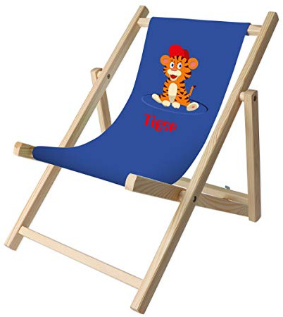 Promo Trade Kinder- Liegestuhl, naturbelassenes Kiefernholz, umweltverträglich mit verschiedenen Motiven (Tiger)