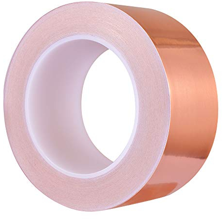 Zalava Nastro in Rame 50mm*30 m,Nastro Adesivo in Lamina di Rame, Nastro Ramato Conduttivo per Schermatura EMI e RF, Circuiti di Carta, Riparazioni Elettriche, Messa a Terra, Repellente per Lumache