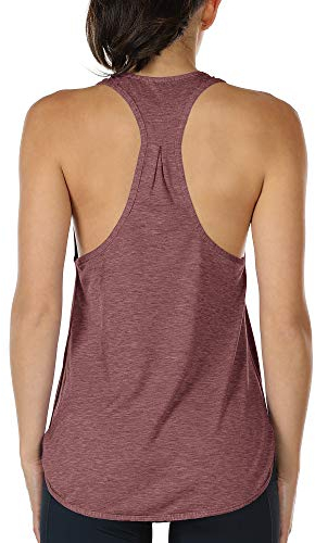 icyzone Yoga Sport Tank Top Damen Racerback Lauftop Fitness Running Shirt Oberteile (L, Burgundy)