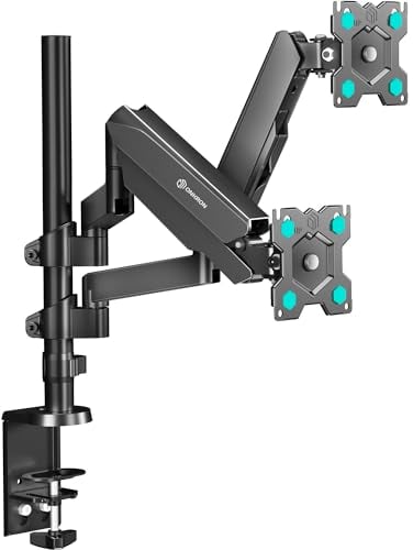 ONKRON Dual Monitor Arm Desk Mount for Two 13 - 32 Screens, Double Monitor Arm Stand up 8 kg Each - Dual Computer Arm VESA 75x75 & VESA 100x100/Double Screen Mount Tilt Swivel Rotation G140-B Black