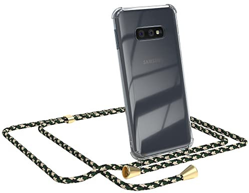 EAZY CASE Handykette kompatibel mit Samsung Galaxy S10e Handyhülle mit Umhängeband, Handykordel mit Schutzhülle, Silikonhülle, Hülle mit Band, Stylische Kette für Smartphone, Grün Camouflage
