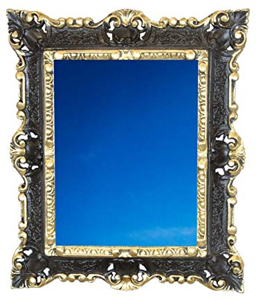 Idea Casa Spiegel Schwarz und Gold, rechteckig, Vintage-Stil, Barock, 45 x 37 cm