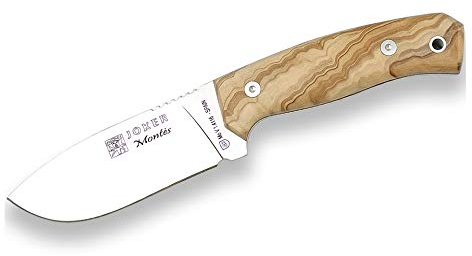 joker Coltello a lama fissa cache in legno d'ulivo, fodera in pelle, lama in acciaio inox MOVA 10,5 cm, 188 gr, CO59 per la pesca, la caccia, l'escursionismo, il campeggio