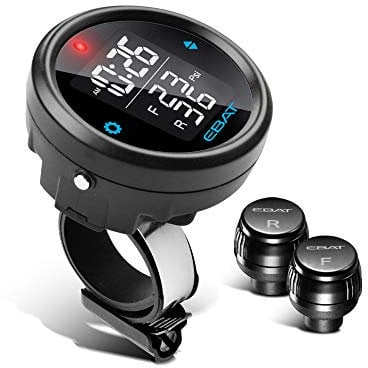 STEEL MATE Motorcycle Tire Pressure Monitor System - Universal Motorcycle TPMS Oversized LCD Screen with Display Time in Real Time and Tire Pressure Reading System
