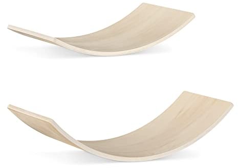 Navaris Kids Wooden Balance Board - Toddler Wobble Board Seesaw Rocker - Creative Play Curved Plywood Toy for Balancing, Sliding, Playing - Age 3+
