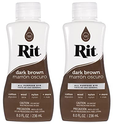 Rit Dye Mehrzweck-Flüssigkeit, 237 ml, ideal für Kleidung, Accessoires, Dekoration und vieles mehr, 2er-Pack, Dunkelbraun