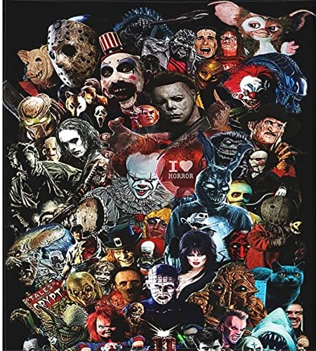 HL Lospeces Kits de pintura de diamantes para adultos y niños, pintura redonda de diamantes de imitación con diamantes, kits de arte de diamantes de historia de terror (12 x 16 pulgadas)