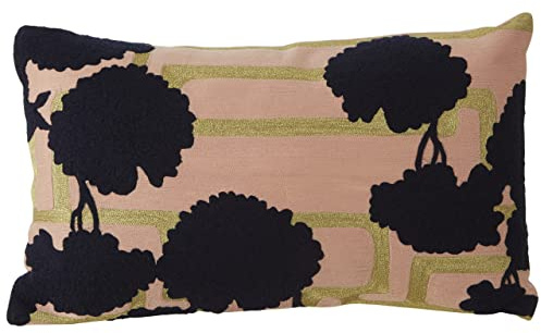 Premier Housewares Floral Design Cushion, Unique Textile, Bohemian Lounge Vibe, Sofa Cushions, Embroidered Pattern, Textured Accent Piece, Vibrant Colors, W50 x D30 x H5cm