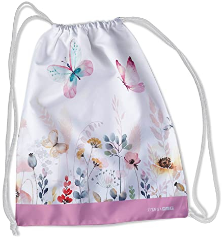 itenga Turnbeutel Schmetterling I Sportbeutel I 34,0 x 45,0 cm I 100% PET Recycling Polyester