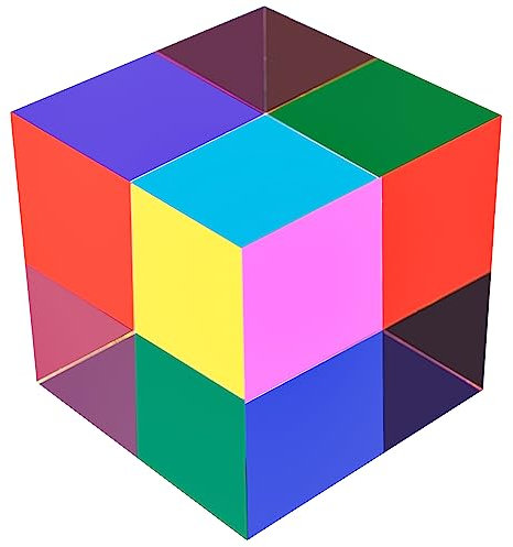 ZhuoChiMall CMY Mixing Color Cube, 80 mm, Acryl-Mischfarbe Cubo, Würfelprisma für Physik, Bildung, Lernen und Büro, Desktop-Dekoration, wissenschaftliches Spielzeug und Geschenke für Kinder