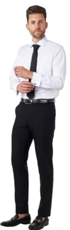 Xposed Mens Formal Dress Tux Shirt Double Cuff with Cufflinks Easy Iron Cotton Tailored Fit