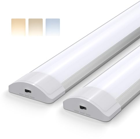 Barrina LED Deckenleuchte Röhre Licht 55cm, 20W 2200lm, 3000K/4000K/6500K Farbwechsel, LED-Röhrenleuchten für Badezimmer Wohnzimmer Küche Garage Lager Werkstatt, 2er Pack