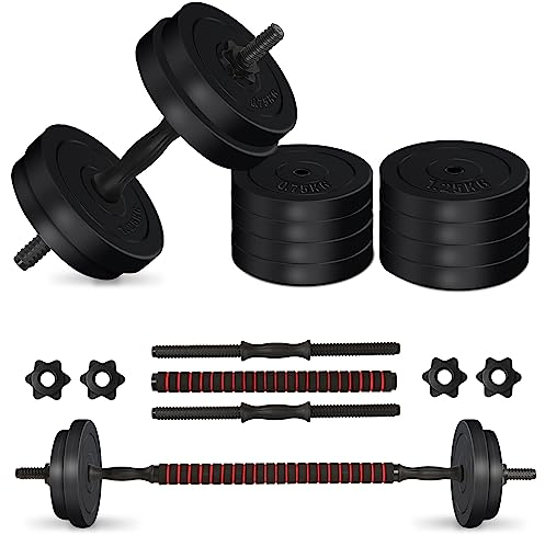 Pure Health Adjustable Dumbbells Weights set for Men Women, Dumbbell hand weight Barbell home gym equipment free weights 10kg/15kg/20kg/40kg weight set (10), Black