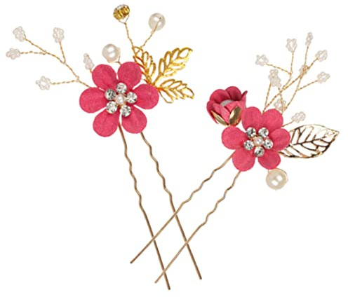 Épingle à Cheveux de Fleur de Mariage 2 Pièces Alliage Tissu | Accessoires pour Cheveux de Mariée Mariage, Léger, Lot Note de Différence de Couleur