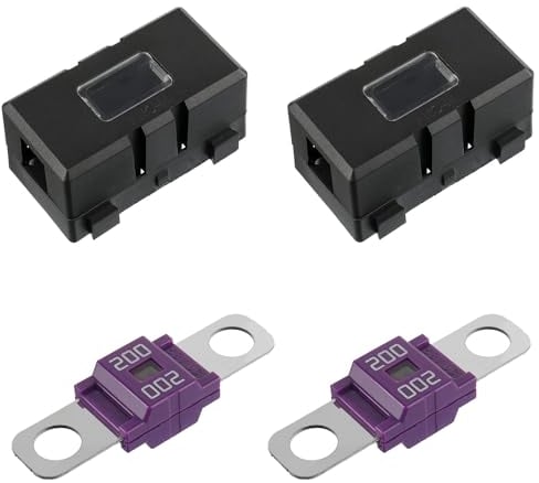 BOJACK 2 Stück ANS Auto-Sicherungshalter und 2 Stück Hochstrom-Bolt-On-Midi-Sicherungen 200A Ampere für Autos, LKWs, Fahrzeuge