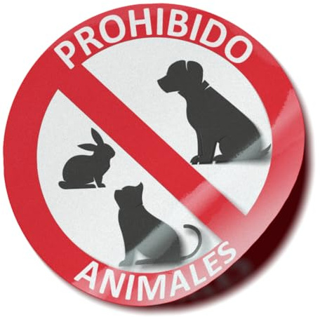 Adhesivo señalización prohibición paso de animales · Pegatina Prohibido animales · Autoadhesivo · Artículo 29.2 de la ley de bienestar animal · Señal prohibido animales Mod 1 (Pegado Interior, 20 cm)