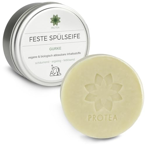 PROTEA Liquide vaisselle solide - Savon pour vaisselle - Biodégradable - Végétalien, sans plastique ni huile de palme - Savon vaisselle avec ingrédients naturels - Savon naturel - Pur végétal (savon