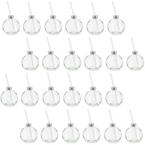 Novaliv 24x Tassen Glühwein 400 ml Personalisierte Weihnachtstasse mit Trinkhalm - Weihnachtskugel als Glühweinbecher - Christbaumkugel Motiv Tasse Tannenbaum Kugel Weihnachtstassen Handwärmer Mugs