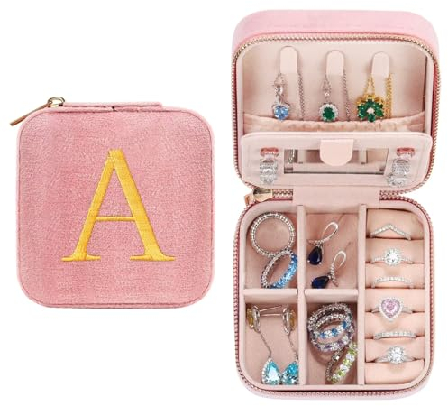 TINGN Personalisierte Geschenke - Schmuckkästchen Mädchen Schmuckaufbewahrung Schmuckkasten Schmuckschatulle Reise Schmuckkästchen A, Geschenke für Teenager Mädchen Geschenk Kindergeburtstag