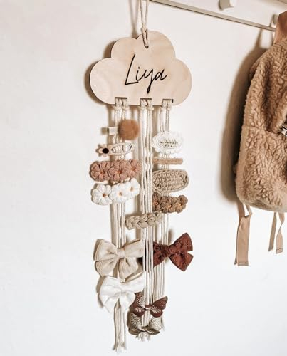 leyla&e Handgemachter Haarspangenhalter mit Namen aus Holz Wolke Haarspangenaufbewahrung Personalisiert