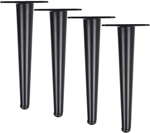 Btowin 4 Inch / 10cm Metal Furniture Leg,4Pcs Modern Straight Tapered Furniture Feet,Black Heavy Duty Sofa Legs Cabinet Leg Brushed Nickel Finish for TV Stand Cabinet Couch Dresser Table Bed