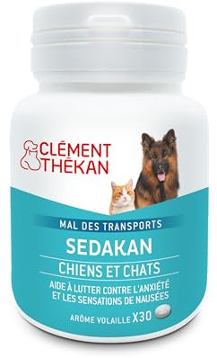 Clément Thékan - Aliment complémentaire Qui Aide à Lutter Contre l'anxiété et Les Sensations de nausées - Chiens et Chats - Sedakan 30 comprimés