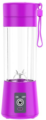 Meichoon Portable Blender Cup USB Personal Juice Mug 6 Blades with Strainer 400ml/14.1oz for Smoothie Juice Vegetable Juice Milkshake LB33 Purple