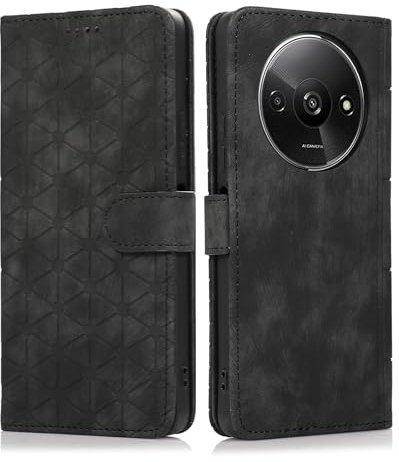 Namenand Coque Compatible avec Xiaomi Redmi A3 4G,PU Etui Housse en Cuir Portefeuille de Protection Premium en Magnétique Flip Case - Noir