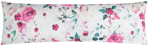 Heubergshop Renforcé Seitenschläferkissen Bezug 40x145cm - Rosen Muster - 100% Baumwolle, Kissenbezug, Modern (BS-Rose)