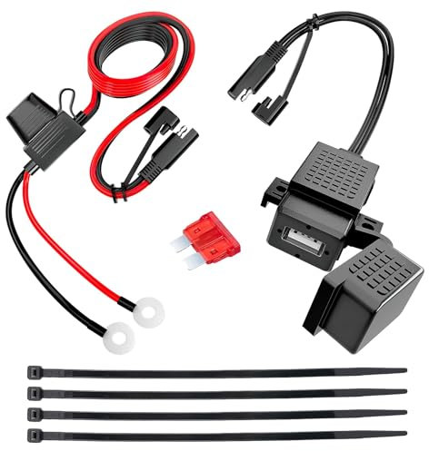 Kit de chargeur USB étanche SAE vers USB, câble adaptateur universel 1,2 m pour moto, véhicules 12 V/24 V