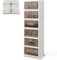 HYGRAD BUILT TO SURVIVE - Foldable White Plastic Shoe Box 2/3/4/5/6 Tier Stackable Storage Cabinet - Rolling Wardrobe Storage Organizer Containers With Lid & Lockable Wheels (6-Tier)