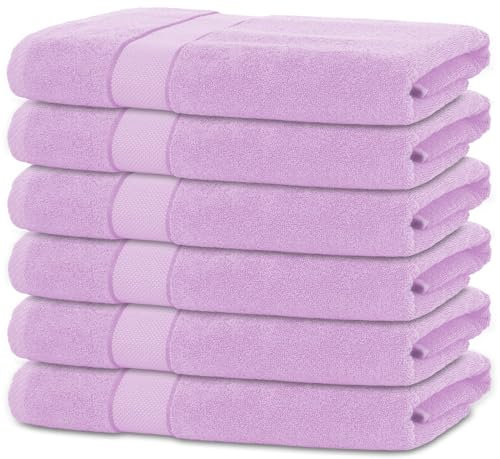 BANANALU 6 Handtücher Set 50x100cm 100% Baumwolle Gästehandtücher Handtuch Lila Flieder