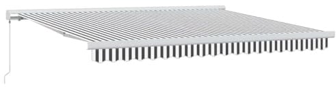 vidaXL Markise Einziehbar, Gelenkarmmarkise Wandmontage, Sonnenmarkise für Garten Terrasse, Balkonmarkise, Anthrazit Weiß Stoff Aluminium