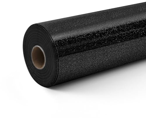 LOKLIK Heat Transfer Vinyl Roll - Iron-On HTV for T-Shirts & Fabrics - Durable Machine Washable Craft Vinyl for Use with Heat Press Machines (Glitter Black)