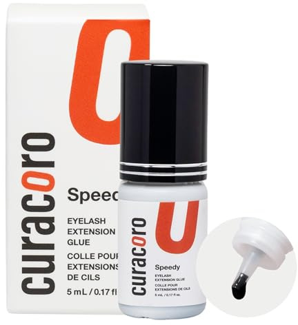 Curacoro Colle Extension de Cils Speedy 5ml Séchage 1-2s | Adhésif extra fort pour salon, Transparent & Noir, Tenue 7-8 semaines, Réservé aux techniciens de cils formés
