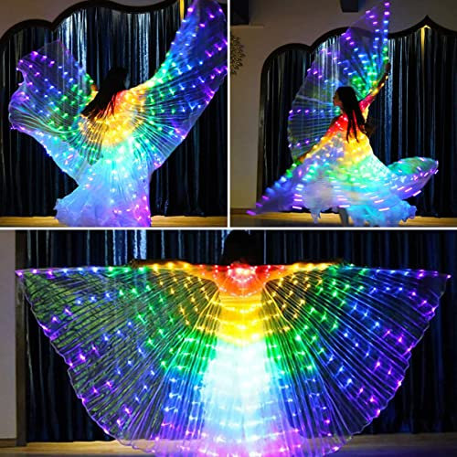 Alas para danza del vientre, 360 grados, LED, para alas de mariposa de 140-180 cm, 2 modos, control de luz, alas de hadas para actuaciones escénicas, Halloween, Navidad, fiesta de Navidad (luz