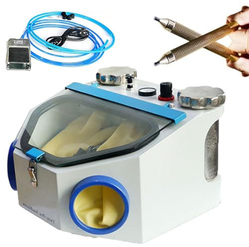 Ostreemaner Twin-Pen-Sandstrahler, 10 W, Fußpedalsteuerung, Sandstrahler Mit Sichtfenster Und Led-Lampe, Anwendbar Auf 120 Μm/150 Μm Sand, Elektrische Sandstrahlmaschine, Sandstrahlstifte